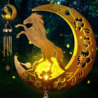 JOBOSI Moon Horse Wind Chime Decorative Gift, Solar Moon Horse Wind Chimes for Outside, Mother's Day Wind Chime, Gift for Women, Mom, Grandma, Outdoor Garden Lawn Yard Decor