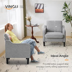 VINGLI Accent Chairs for Living Room Mid Century Modern Chair Sofa Chair Upholstered Arm Chair with Scooped Arms for Bedroom, Apartment, Office, Studio, Waiting Room, Play Room