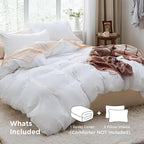Bedsure White Duvet Cover King Size - 3 Pieces Prewashed Cotton-Like Polyester Extra Soft Bedding Set, Includes 1 Duvet Cover 104x90 Inches with Zipper Closure & 2 Pillow Shams, Comforter Not Included