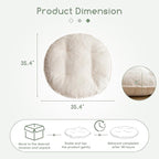 35" Washable Floor Pillow Cushion for Adults, Meditation Cushion Pillow, Extra Large Round Floor Sitting, Removable Tufted Corduroy Cover, for Tatami Living Room or Yoga, Beige, Machine Washable