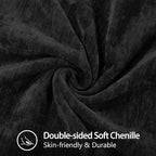 decorUhome Spring Chenille Soft Cozy Throw Pillow Covers 26x26 Set of 2, Modern Farmhouse Boho Velvet Decorative Euro Sham Pillow Cases with Stitched Edge for Couch Sofa Bed Home Decor, Black