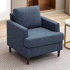 Mid-Century Accent Chair,Modern Linen Fabric Armchair for Living Room,Comfy Upholstered Reading Accent Chairs for Bedroom,Single Sofa Chair with Wood Legs (Blue Grey, 1 Pack)