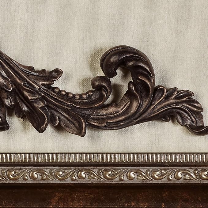 Salvatar Wall Art Topper | Wide Picture Design | Antique Bronze Metallic Finish | Openwork Acanthus Leaf Scrolls with Ornate Fleur De Lis | Hang Alone or Above Artwork or Framed Family Photographs