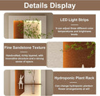 LED Sandstone Wall Decor, 3D Wall Art Sculpture, Simulated Green Plants, Glass Vase & Rabbit Statue, 3 Color Remote Control Light, for Living Room, Bedroom, Hallway(Light Coffee,41.4 * 23.6in)