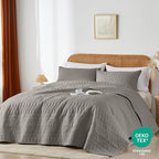 akkialla Twin Size Quilt Bedding Set,Dark Grey Lightweight Microfiber Soft Bedspreads,Modern Style Geoetric Pattern Coverlet Set for All Seasons,2 Piece(1 Quilt,1Pillow Sham)