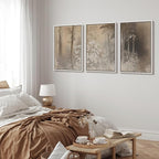 MUDECOR Framed Wall Art Print Set Neutral Forest Landscape Beige and Gray Watercolor Illustrations Realism Decorative for Living Room, Bedroom, Office - 16"x24"x3 White
