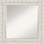 Amanti Art White Wall Mirror 26x26 Opera Off White Square Bathroom Mirror for Wall Decor Living Room, Medium Traditional Wood Frame, Hangs Horizonally and Vertically, Bathroom Decor, Beveled Edge