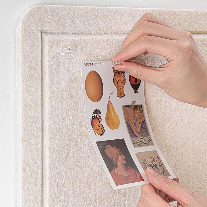 Large Bulletin Board - 72 x 48 Inches, Decorative Felt Pin Board for Wall - 6' x 4' Foldable Photo Display Board with Self-Adhesive Tape, Includes 20 Push Pins - Oatmeal