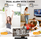 SZELAM Digital Clock,Alarm Clock Bedside with Projection,7.3" Mirror Clock with 180°Rotating Projector,Dual Alarm with 3 Mode,Brightnee Adjust,DST,Snooze,Charging Port,5 Levels Volume for Desk Teens