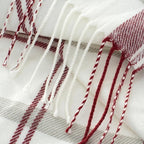 Red and White Plaid Throw Blanket for Couch,50"X60" Super Soft Cozy Warm Home Decorative Throws with Tassels for Bed Sofa Picnic