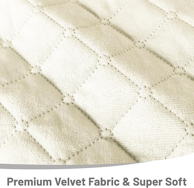 Recliner Sofa Covers 100% Waterproof Velvet L Shape Recliner Couch Covers for Dogs Pets Washable Anti Slip 1 Additional Couch Cover for Reclining Couch (Additional Seat, Ivory White)