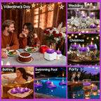3 inch Purple Floating Candles 8-9 Hours Floating Candle for Centerpieces 30 Packs Unscented Floating Candles 3” Water Candles for Cylinder Vases, Pool, Wedding