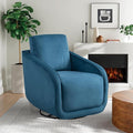 Studio Living® Lydia 35.3" Swivel Accent Chair, Modern Boho, Fully Assembled, Pocket Coil Comfort, Round Swivel Base Leg, Soft Velvet Fabric, Blue