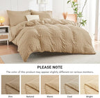HYMOKEGE Khaki Queen Comforter Set Seersucker 7 Pieces, All Season Luxury Bed in a Bag Queen for Bedroom, Bedding Set with Comforter, Sheets, Pillowcases & Shams