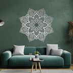 Metal Mandala Flower Wall Art, Large Metal Round Mandala Wall Decor, Lotus Flower Wall Decor, Modern Farmhouse Wall Art for Living Room, Bedroom, Office and Yoga Room (Black, 28"x28"/70x70cm)