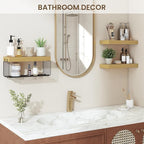 Bathroom Floating Shelves for Wall,16 inch Wall Mounted Floating Shelf Toilet Organizer and Storage,Small Farmhouse Decor Shelf,Oak,Set of 3