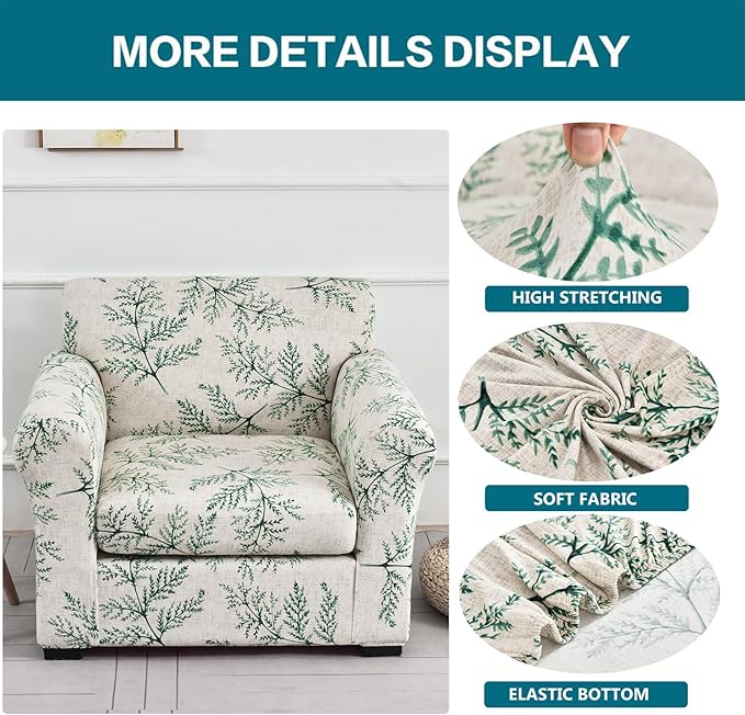 KRFOONN 2 Piece Chair Covers Printed Sofa Covers Couch Covers Washable Armchair Sofa Couch Slipcover Furniture Protector with Elastic Bottom for Living Room (Armchair, 30), Small