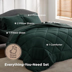 Bedsure Full Comforter Set Emerald Green - 7 Pieces Reversible Bedding, Full Size Bed Set for All Seasons, Bed in a Bag with Down Alternative Comforter, Sheets, Pillowcases & Shams