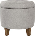Homepop Home Decor | Upholstered Round Tufted Foot Rest Ottoman | Ottoman with Storage for Living Room & Bedroom | Decorative Home Furniture, Gray Fabric
