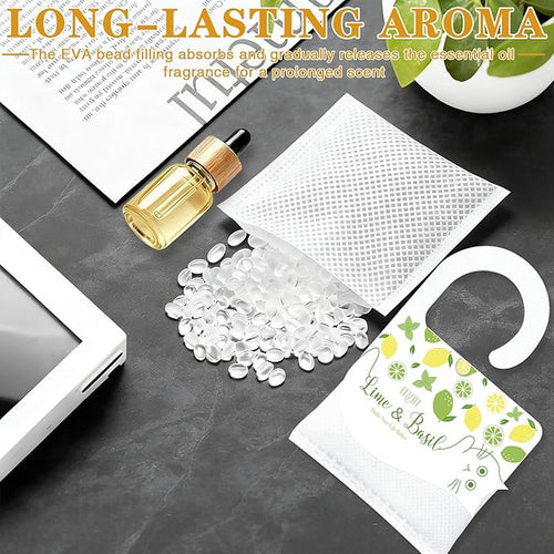13 Packs Lime & Basil Sachets Bags for Drawers and Closets, Hanging Scented Sachets Air Fresheners, Natural Home Fragrance Odor Eliminator for Wardrobe, Shoe Cabinet, Car & Bathroom Potpourri Bag