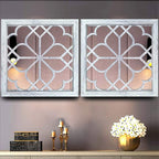 Wocred 2 PCS Square Wall Mirror,Gorgeous Rustic Farmhouse Accent Mirror,Rustic White Color Entry Mirror for Bathroom Renovation,Bedrooms,Living Rooms and More （20”）