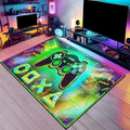 3'x5' Gaming Rug for Boys Room - Colorful 3D Printed Gamer Rug Gaming Decor for Boys Bedroom Green Gaming Area Rug Gaming Room Floor Mat Video Game Area Carpet for Kids Room & Dorm