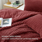 BEDELITE Fleece King Comforter Set -Super Soft & Warm Fluffy Burgundy Bedding, Luxury Fuzzy Heavy Bed Set for Winter with 2 Pillow Cases