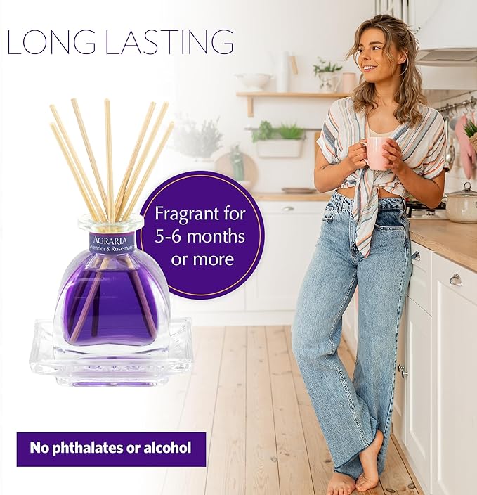 AGRARIA PetiteEssence Flower and Reed Diffuser Set, Hand Crafted Sola Flower Botanical Home Fragrance Set, Scented Oil Gift for All Occasions