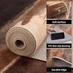 Ciicool Modern Abstract Rug for Living Room, 10'x14' Machine Washable Area Rug Non-Slip Rug, Low-Pile Contemporary Indoor Dining Floor Carpet for Bedroom Office Under Table Home Decor Brown Black