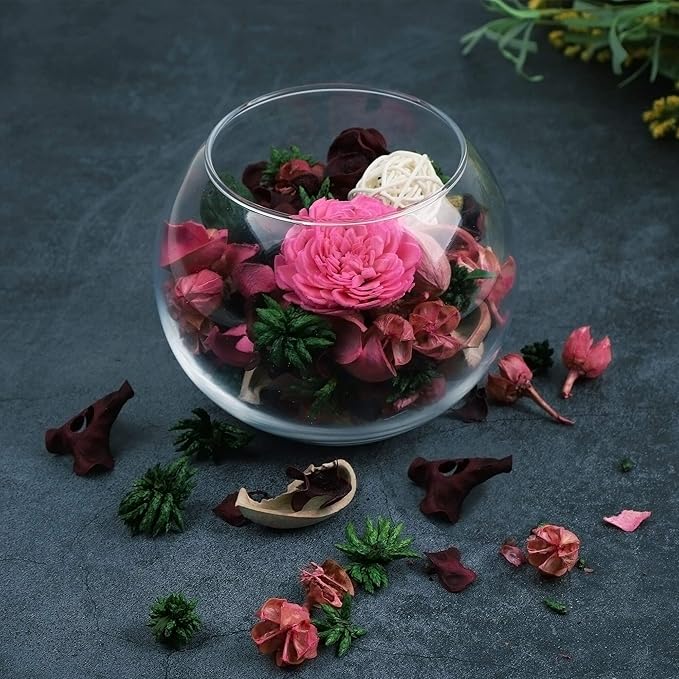 Qingbei Rina Valentine Potpourri,Rose Scented Spring Potpourri Bowl Filler Dried Flower,Pink Decorative Popery,Home Fragrance Perfume,Bathroom Decor,9.8 Oz