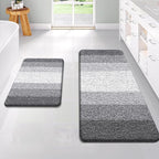 OLANLY Bathroom Rug Set 2 Piece, Soft Absorbent Microfiber Bath Rug Set, Non-Slip, Machine Wash Dry, Plush Shaggy Bath Mats for Bathroom (47"x20"+24"x16", Grey)