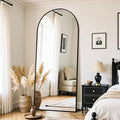 Full Length Mirror, 71"x28" Oversized Floor Mirror Freestanding, Full Body Mirror Floor Standing Mirrors with Stand, Hanging Mounted Mirrors for Bedroom Living Room, Black, Arched Style