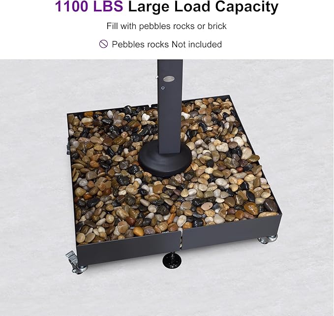 PURPLE LEAF Patio Umbrella Base WK4500 with 4 Lockable Wheels 1100 lbs High Capacity Heavy-Duty Cantilever Offset Steel Weighted Base