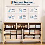 IDEALHOUSE 7 Drawer Dresser for Bedroom, Wooden Chest of Dressers for Deep Drawers, Modern Dressers Organizer with Round Handle, TV Stand for Living Room, Bedroom, Hallway