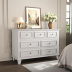 GarveeHome White Dresser for Bedroom, 7 Drawer Dresser, Wooden Chest of Drawers with Deep Drawers, 47 in Long Dressers TV Stand, Modern Dressers Organizer with Vintage Handle for Living Room, Hallway