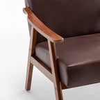 Accent Chair with Microfiber Upholstery and Solid Wood Frame, Classic Mid-Century Modern Living Room Furniture for Extra Seating, Dark Brown