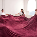 Oversized King Fleece Blanket 120x138 Inches, Seamless Soft Cozy 3D Jacquard Flannel Blanket 10'x11.5' Extra Large for Bed, Sofa, Couch, Travel & Camping, California King Throw, Burgandy Red Leaf