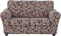 KRFOONN 3 Piece Printed Couch Cover for 2 Cushion Couch Stretch Sofa Loveseat Slipcover with 2 Separate Seat Cushion Covers Furniture Protector with Elastic Bottom for Living Room (Loveseat, 62)