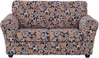 KRFOONN 3 Piece Printed Couch Cover for 2 Cushion Couch Stretch Sofa Loveseat Slipcover with 2 Separate Seat Cushion Covers Furniture Protector with Elastic Bottom for Living Room (Loveseat, 62)