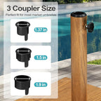 Patio Umbrella Base 43lbs Outdoor Umbrella Stand with Wheels, Heavy Duty Square Concrete Stand Market Umbrella, Teak