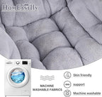 Lazy Chair with Ottoman, Large White Gray Lounge Accent Chair with Ottoman and FA Throw Pillow, Comfy Plush Reading Chair for Living Room Bedroom Dorm Room Office Apartment Relaxing Use