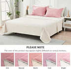 HYMOKEGE Pink/Ivory California King Comforter Set Seersucker 7 Pieces, All Season Luxury Bed in a Bag for Bedroom, Bedding Set with Comforter, Sheets, Pillowcases & Shams