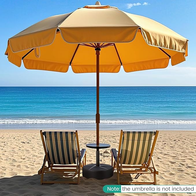 HAPPYGRILL Outdoor Umbrella Base 20", Patio Umbrella Weighted Base with 3 Adapters, 2 Adjustable Knobs, Refillable Reservoir for Water & Sand, Market Umbrella Stand for Poolside, Garden