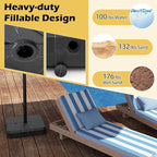 HAPPYGRILL Offset Patio Umbrella Base, Heavy-Duty Water and Sand Filled Umbrella Stand w/Cross Bracket, Portable Umbrella Stand w/Handles for Garden, Backyard, and Poolside, Supports up to 176 lbs