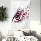 Ambesonne Butterflies Tapestry, Female Eye Eyelashes Mascara Stare Party Makeup Animal Print, Fabric Wall Hanging Decor for Bedroom Living Room Dorm, 23" X 28", Pale Pink Purple