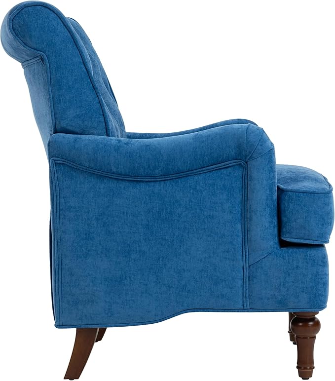 KEIKI Upholstered Accent Chair for Living Room and Bedroom,Heavy-Duty Fabric Armchair with Reinforced Wood Frame, Supportive Seat Cushion, Stable Retro Legs, Lounge Chair for Reading, Work