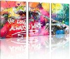 Novatique Banksy Wall Art Street Graffii Canvas Wall Art Colorful Painting Print Hand of God Graffiti Art Pictures Banksy Style Painting for Living Room Bedroom,20”x 28”x3Pcs