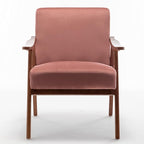 Accent Chair with Microfiber Upholstery and Solid Wood Frame, Classic Mid-Century Modern Living Room Furniture for Extra Seating, Rose