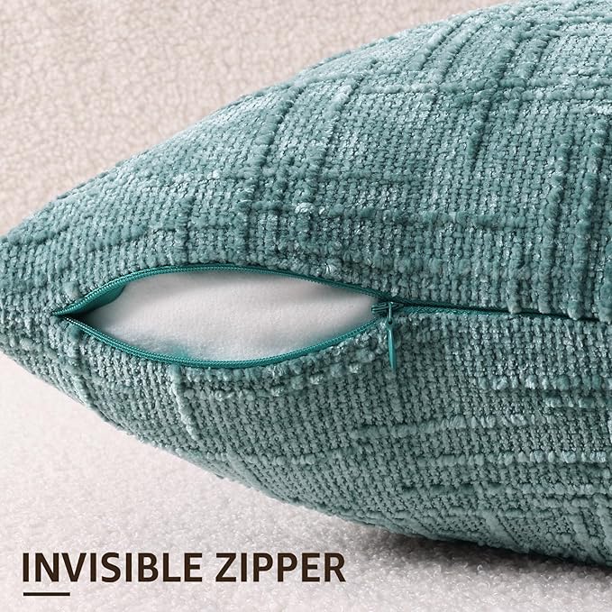 decorUhome Spring Teal Chenille Euro Sham Throw Pillow Covers 26x26 Set of 2 Textured Soft Cozy Slubby Couch Pillow Covers Modern Farmhouse Boho Decorative Pillow Cases for Bed Sofa Living Room