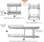 2-Tier Cabinet Pull Out Shelves (14" W x 22" D), Slide Out Shelves for Kitchen Cabinets, Metal Under Cabinet Roll Out Shelf